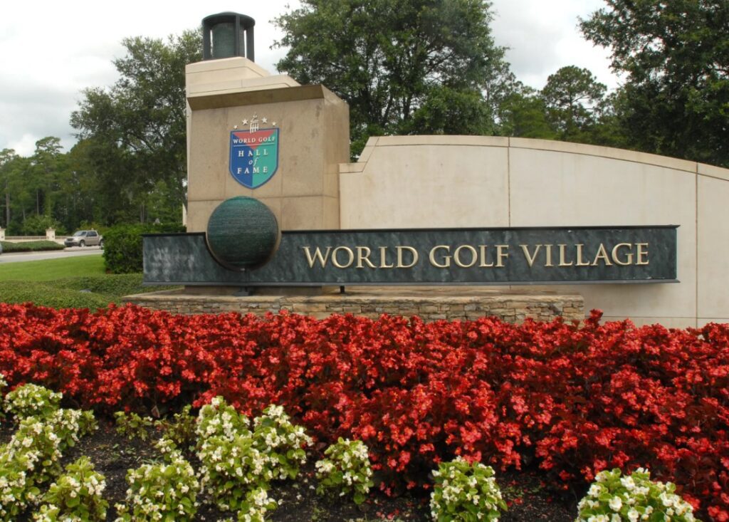 Serving World Golf Village Homeowners - G&G Home Lawns World Golf Village entrance sign in St. Johns County, Florida